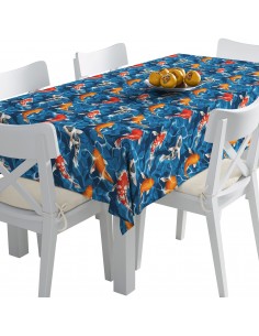 Tischdecke Abwaschbar Tischtuch Gartentischdecke Fleckschutz Wasserabweisend Tafeldecke - Koi-Karpfen im Wasser