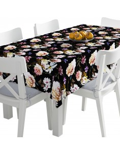Tischdecke Abwaschbar Tischtuch Gartentischdecke Fleckschutz Wasserabweisend Tafeldecke - Kamille und Pfingstrosen