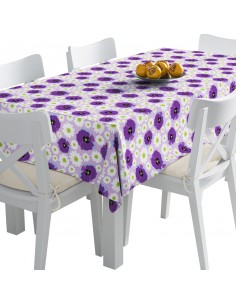 Tischdecke Abwaschbar Tischtuch Gartentischdecke Fleckschutz Wasserabweisend Tafeldecke - Gänseblümchen und Mohnblumen