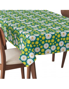Tischdecke Abwaschbar Tischtuch Gartentischdecke Fleckschutz Wasserabweisend Tafeldecke - Kamille und gelbe Blüten