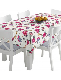 Tischdecke Abwaschbar Tischtuch Gartentischdecke Fleckschutz Wasserabweisend Tafeldecke - Vögel Herzen