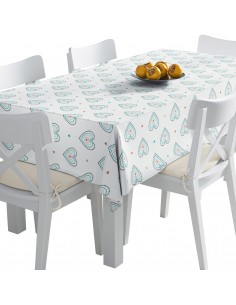 Tischdecke Abwaschbar Tischtuch Gartentischdecke Fleckschutz Wasserabweisend Tafeldecke - gepunktete Herzen