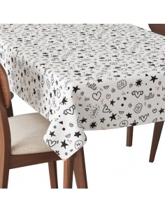 Tischdecke Abwaschbar Tischtuch Gartentischdecke Fleckschutz Wasserabweisend Tafeldecke - gezeichnete Formen