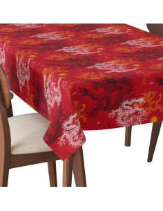Tischdecke Abwaschbar Tischtuch Gartentischdecke Fleckschutz Wasserabweisend Tafeldecke - chinesischer Drache