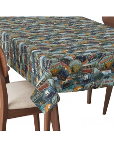 Tischdecke Abwaschbar Tischtuch Gartentischdecke Fleckschutz Wasserabweisend Tafeldecke - Abzeichen Travel