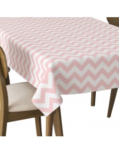 Tischdecke Abwaschbar Tischtuch Gartentischdecke Fleckschutz Wasserabweisend Tafeldecke - rosa Zickzack