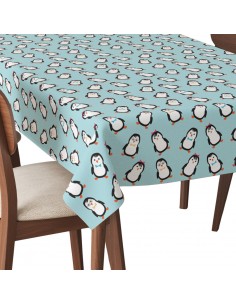 Tischdecke Abwaschbar Tischtuch Gartentischdecke Fleckschutz Wasserabweisend Tafeldecke - Pinguine
