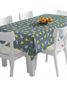 Tischdecke Abwaschbar Tischtuch Gartentischdecke Fleckschutz Wasserabweisend Tafeldecke - Maus und Käse