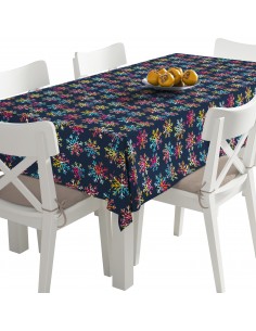 Tischdecke Abwaschbar Tischtuch Gartentischdecke Fleckschutz Wasserabweisend Tafeldecke - bunte Schneeflocken