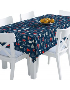 Tischdecke Abwaschbar Tischtuch Gartentischdecke Fleckschutz Wasserabweisend Tafeldecke - Weihnachtsbäume im Winter