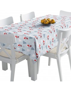 Tischdecke Abwaschbar Tischtuch Gartentischdecke Fleckschutz Wasserabweisend Tafeldecke - Schneemänner und Weihnachtsbäume