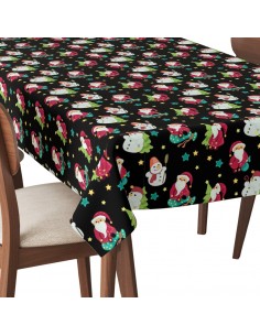 Tischdecke Abwaschbar Tischtuch Gartentischdecke Fleckschutz Wasserabweisend Tafeldecke - Santas und Schneemänner 2