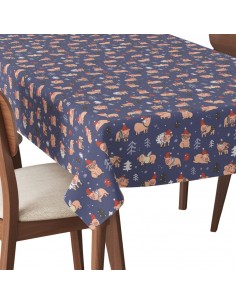Tischdecke Abwaschbar Tischtuch Gartentischdecke Fleckschutz Wasserabweisend Tafeldecke - Weihnachtsschweine