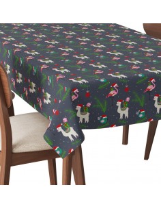 Tischdecke Abwaschbar Tischtuch Gartentischdecke Fleckschutz Wasserabweisend Tafeldecke - Flamingo und Lama mit Geschenken