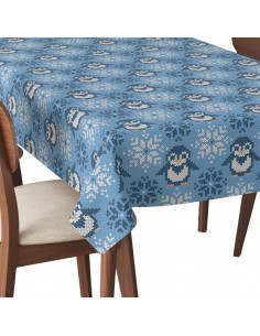 Tischdecke Abwaschbar Tischtuch Gartentischdecke Fleckschutz Wasserabweisend Tafeldecke - Jacquard-Pinguine