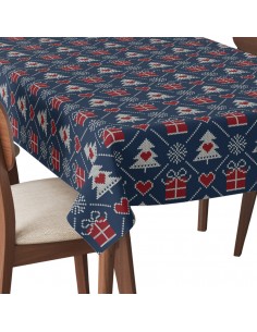 Tischdecke Abwaschbar Tischtuch Gartentischdecke Fleckschutz Wasserabweisend Tafeldecke - Weihnachtssymbole