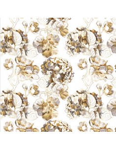 OUTDOOR DEKOSTOFFE OXFORD Motiv Goldene Blumen I DR010