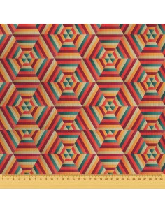 OUTDOOR DEKOSTOFFE OXFORD - Motiv  Dreieck in einer Sechseck-Illusion I DR067