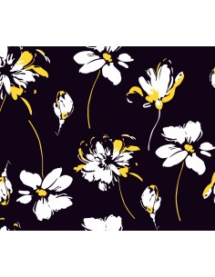 OUTDOOR DEKOSTOFFE OXFORD - Motiv weiße Blumen auf marineblauem I DR095