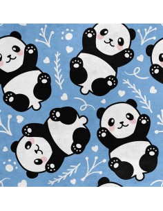 Royal Samt Stoff Polyester Zum Nähen - Motiv Panda 3