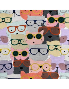 Royal Samt Stoff Polyester Zum Nähen - Motiv Tiere mit Brille