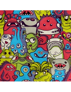 Royal Samt Stoff Polyester Zum Nähen - Motiv Aliens und Monster