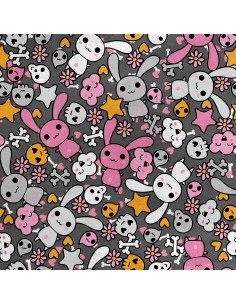 Royal Samt Stoff Polyester Zum Nähen - Motiv Hasen, Feen - kawaii