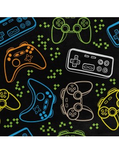Royal Samt Stoff Polyester Zum Nähen - Motiv Joysticks