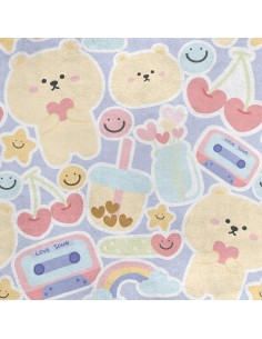 Royal Samt Stoff Polyester Zum Nähen - Motiv Pastell-Teddybär mit Herz