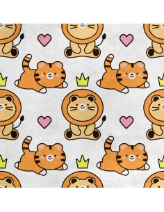 Royal Samt Stoff Polyester Zum Nähen - Motiv König der Löwen und Tiger