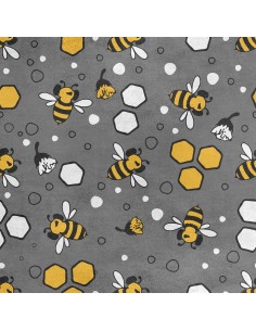 Royal Samt Stoff Polyester Zum Nähen - Motiv Bienen und Waben