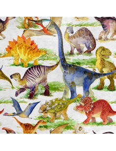 Royal Samt Stoff Polyester Zum Nähen - Motiv Dinosaurier 2