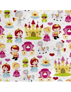 Royal Samt Stoff Polyester Zum Nähen - Motiv Prinzessin Schloss