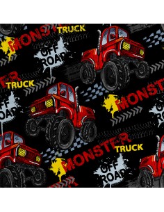 Royal Samt Stoff Polyester Zum Nähen - Motiv Monster Truck