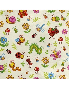 Royal Samt Stoff Polyester Zum Nähen - Motiv Bunte Würmer