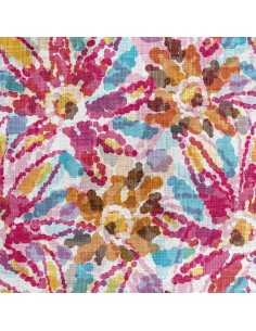 Royal Samt Stoff Polyester Zum Nähen - Motiv Blumen mit Punkten bemalt
