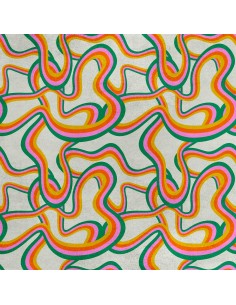 Royal Samt Stoff Polyester Zum Nähen - Motiv bunte Wellenlinie