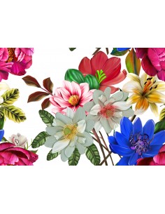 OUTDOOR DEKOSTOFFE OXFORD - Motiv Kornblumen und Rosen I DR121