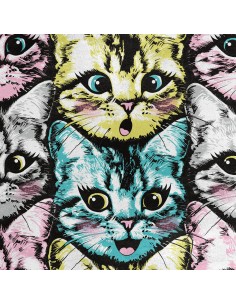 Royal Samt Stoff Polyester Zum Nähen - Motiv gemalte Katzen 2