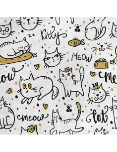 Royal Samt Stoff Polyester Zum Nähen - Motiv Hauskatze