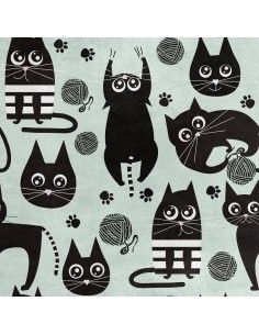 Royal Samt Stoff Polyester Zum Nähen - Motiv schwarze Katze