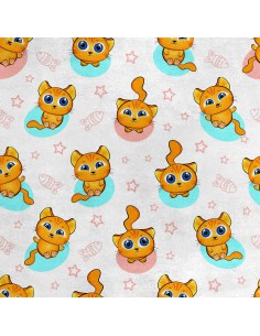 Royal Samt Stoff Polyester Zum Nähen - Motiv Katze, Sterne und Herzen
