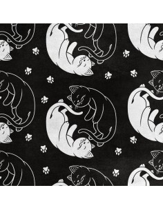 Royal Samt Stoff Polyester Zum Nähen - Motiv weiße und schwarze Katze