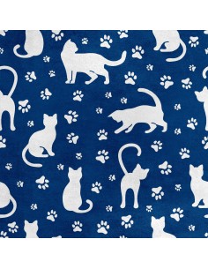 Royal Samt Stoff Polyester Zum Nähen - Motiv Katze und Pfoten