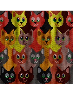 Royal Samt Stoff Polyester Zum Nähen - Motiv gestrickte Katzen