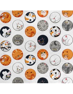 Royal Samt Stoff Polyester Zum Nähen - Motiv Runde Katzen