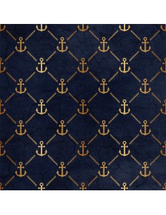 Royal Samt Stoff Polyester Zum Nähen - Motiv goldene Anker