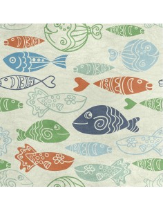 Royal Samt Stoff Polyester Zum Nähen - Motiv Gezeichneter Fisch