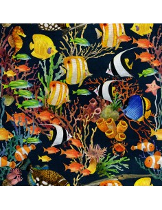 Royal Samt Stoff Polyester Zum Nähen - Motiv Fisch