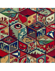 Royal Samt Stoff Polyester Zum Nähen - Motiv Doodle Art.